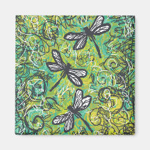 Dragonflies and Swirls, Graphic art Products Fridge Magnets