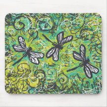 Dragonflies and Swirls, Graphic art Products Mouse Pads