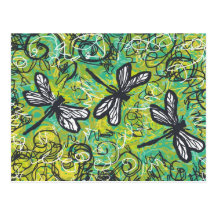 Dragonflies and Swirls, Graphic art Products Post Cards