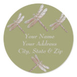 Dragonflies on Green Round Sticker