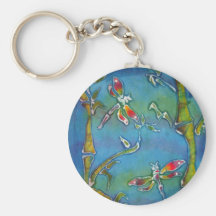Dragonflies with bamboo batik key chain