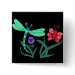 Dragonfly and Butterfly Button