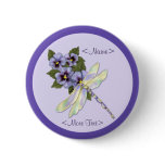 Dragonfly and Pansies Buttons