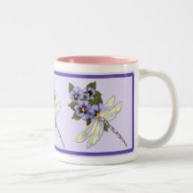 Dragonfly and Pansies Mug