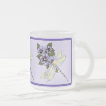 Dragonfly and Pansies - No Text Mugs