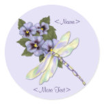 Dragonfly and Pansies stickers