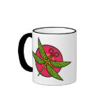 Dragonfly in Artistic Design over Sun Coffee Mugs