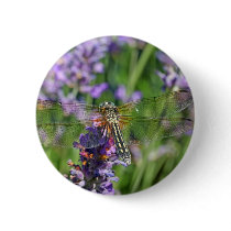 Dragonfly in Lavender Garden Button