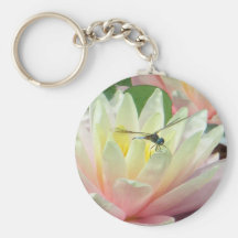 Dragonfly on a waterlily key chains