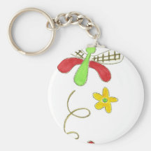Dragonfly Red & Green Key Chain