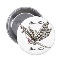 Dragonfly Rhinestone Vintage Costume Jewellery +Na Button