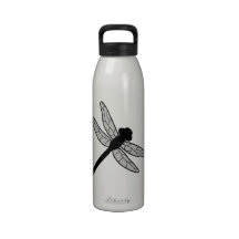 Dragonfly Silhouette Black Reusable Water Bottle