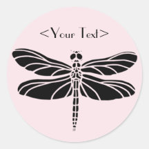 Dragonfly Silhouette Round Stickers