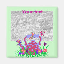 Dragonfly teapot  template magnet