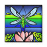 Dragonfly Tiffany Style Square Magnet