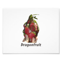 Dragonfruit held in fingers with text photo Pitaya