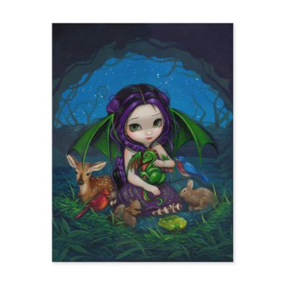 "Dragonling Garden III" Postcard by strangeling