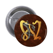 Dragonlore Initial W Pinback Buttons