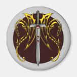 DRAGONS AND SWORD FRIDGE MAGNET
