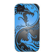 Dragons, bleu et noir de Yin Yang Coques Case-Mate iPhone 4