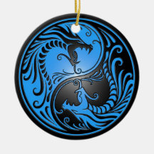 Dragons, bleu et noir de Yin Yang Décorations Pour Sapins De Noël