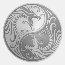 Dragons de Yin Yang d'acier inoxydable Autocollants