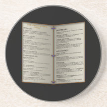 Dragon's Den Tavern Menu Beverage Coasters