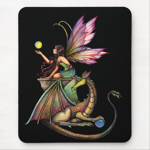 Dragon's Orbs Fairy and Dragon by Molly Harrison Mouse Pads