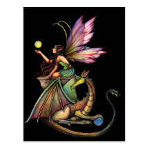 Dragon's Orbs Fairy and Dragon by Molly Harrison Postcards