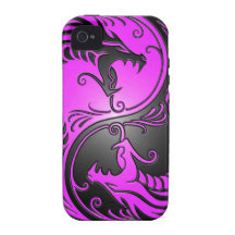 Dragons, pourpre et noir de Yin Yang Étui Case-Mate iPhone 4