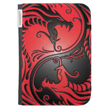 Dragons, rouge et noir de Yin Yang Étui Pour Kindle