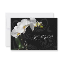Dramatic Black and White Orchid Matching RSVP Custom Invites