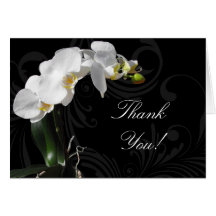 Dramatic Black and White Orchid Thank You Cards
