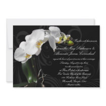 Dramatic Black Floral Orchid Wedding Invitation
