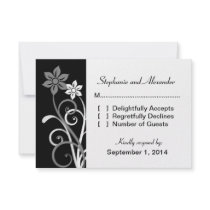 Dramatic Floral Swirls Response Card Personalized Invitation