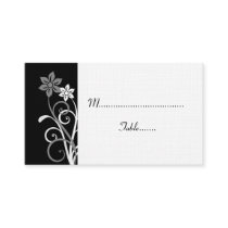 Dramatic Floral Swirls Wedding Place Card Business Card Template