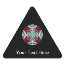 Dramatic Round Pattern. Red and Turquoise. Triangle Stickers