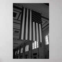 Drapeau américain à la station des syndicats posters