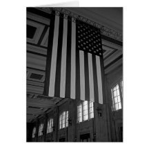 Drapeau américain à la station des syndicats cartes de vœux