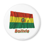 Drapeau Bolivie avec le nom en français Refrigerator Magnets