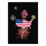 Drapeau-Carte et feux d'artifice des Etats-Unis Invitation Personnalisable