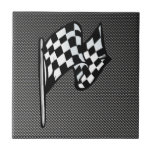 Drapeau Checkered de sembler de fibre de carbone Carreau