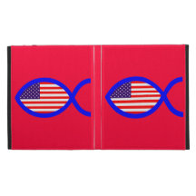 Drapeau chrétien américain de symbole de poissons étui iPad folio