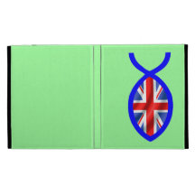 Drapeau chrétien britannique de symbole de poisson coques iPad folio