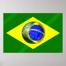 Drapeau de ballon de football du Brésil Futebol Ba Posters
