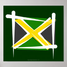 Drapeau de brosse de la Jamaïque Affiches