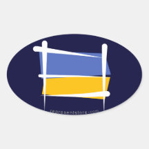 Drapeau de brosse de l'Ukraine Autocollants
