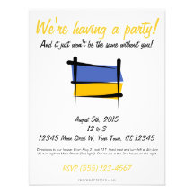 Drapeau de brosse de l'Ukraine Invitations Personnalisées