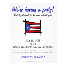 Drapeau de brosse de Porto Rico Faire-part Personnalisés
