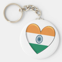 Drapeau de coeur de l'Inde Porte-clé